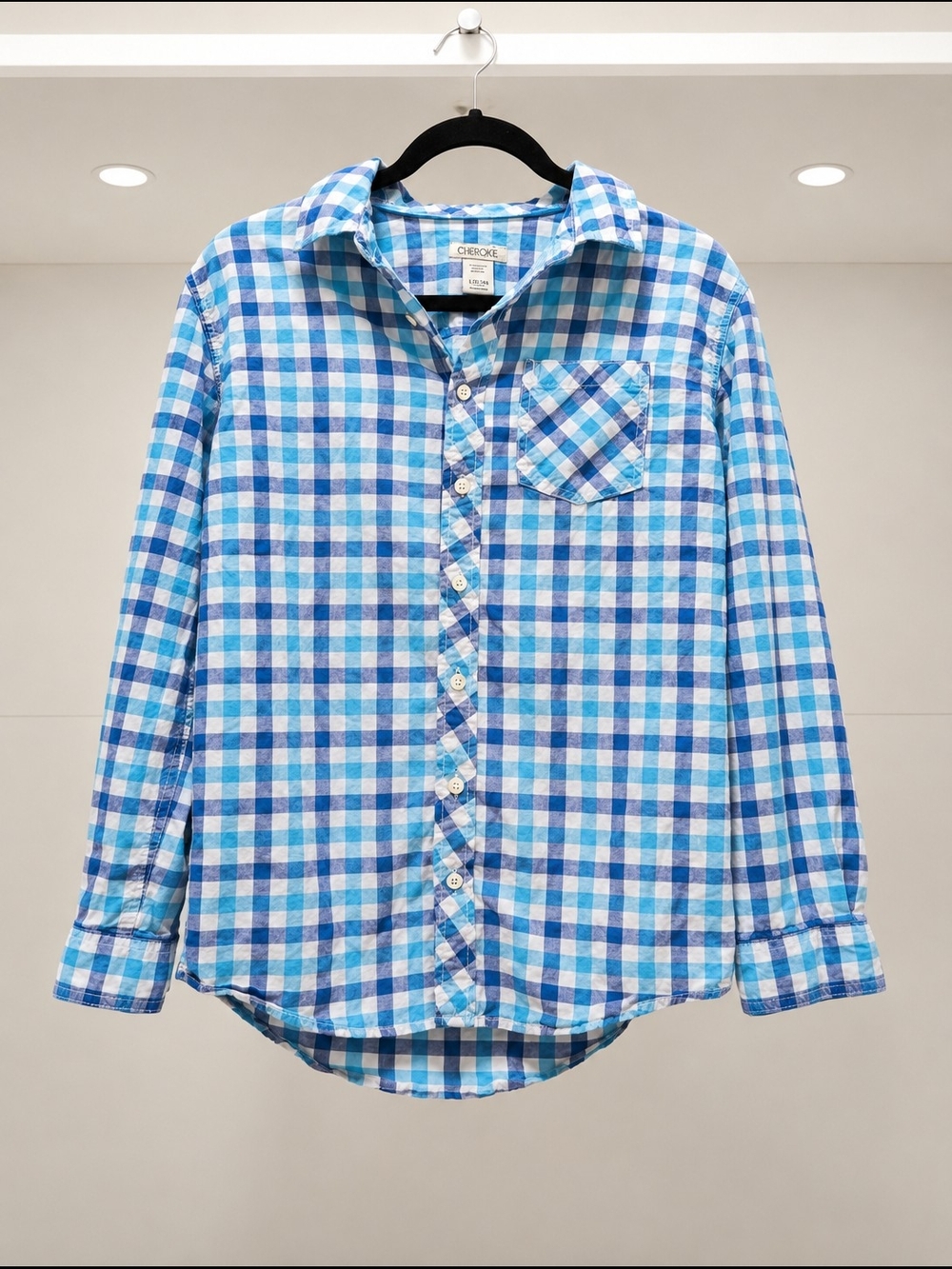 Cherokee Blue Gingham Button-Down Shirt